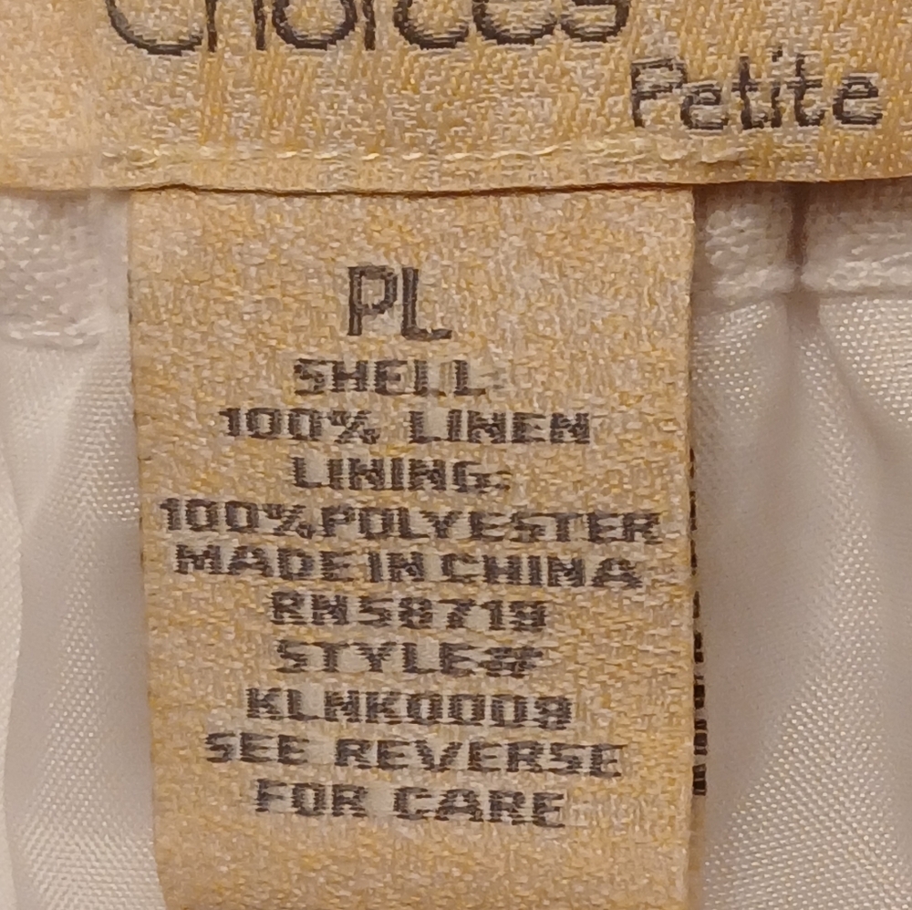 Choices White Linen Skirtset Size Petite Large Lagenlook - Picture 11 of 13